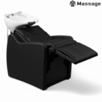 HAIRDRESSER'S CHAIR | WAVE-E.MG | BLACK LEATHERETTE WITH ELECTRIC LEG LIFT - immagine 3