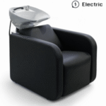 HAIRDRESSER'S CHAIR | WAVE-E.MG | BLACK LEATHERETTE WITH ELECTRIC LEG LIFT - immagine 4