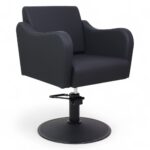 POLTRONA PARRUCCHIERE | DOLLY | SIMILPELLE NERA CON POMPA IDRAULICA E BASE TONDA NERA