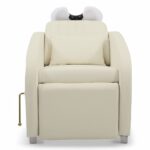 LAVATESTA PARRUCCHIERE | HATI.BE | SIMILPELLE BIANCO PANNA CON INSERTI IN ORO E ALZA GAMBE MANUALE - immagine 2