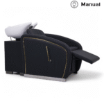 LAVATESTA PARRUCCHIERE | HATI.NE | SIMILPELLE NERA CON INSERTI IN ORO E ALZA GAMBE MANUALE