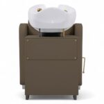 LAVATESTA PARRUCCHIERE | HATI.M | SIMILPELLE MARRONE SCURO CON INSERTI IN ORO E ALZA GAMBE MANUALE - immagine 2