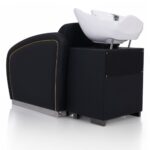 LAVATESTA PARRUCCHIERE | HATI.NE | SIMILPELLE NERA CON INSERTI IN ORO E ALZA GAMBE MANUALE - immagine 3