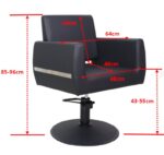 POLTRONA PARRUCCHIERE | PEGASO | SIMILPELLE NERA CON POMPA IDRAULICA E BASE TONDA NERA - immagine 3