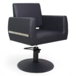 POLTRONA PARRUCCHIERE | PEGASO | SIMILPELLE NERA CON POMPA IDRAULICA E BASE TONDA NERA