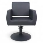 POLTRONA PARRUCCHIERE | PEGASO | SIMILPELLE NERA CON POMPA IDRAULICA E BASE TONDA NERA - immagine 5