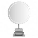 POSTAZIONE SPECCHIO | ALGOL.SILVER | ISOLA BIFACCIALE ARGENTO CON LED E POGGIAPIEDI