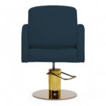 POLTRONA PARRUCCHIERE | MIRANDA.B | SIMILPELLE BLU NAVY E INSERTI ORO CON POMPA IDRAULICA - immagine 3