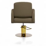 POLTRONA PARRUCCHIERE | MIRANDA.M | SIMILPELLE MARRONE SCURO E INSERTI ORO CON POMPA IDRAULICA - immagine 3