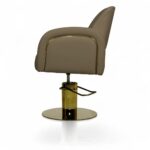 POLTRONA PARRUCCHIERE | MIRANDA.M | SIMILPELLE MARRONE SCURO E INSERTI ORO CON POMPA IDRAULICA - immagine 4