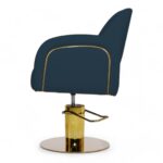 POLTRONA PARRUCCHIERE | MIRANDA.B | SIMILPELLE BLU NAVY E INSERTI ORO CON POMPA IDRAULICA - immagine 4